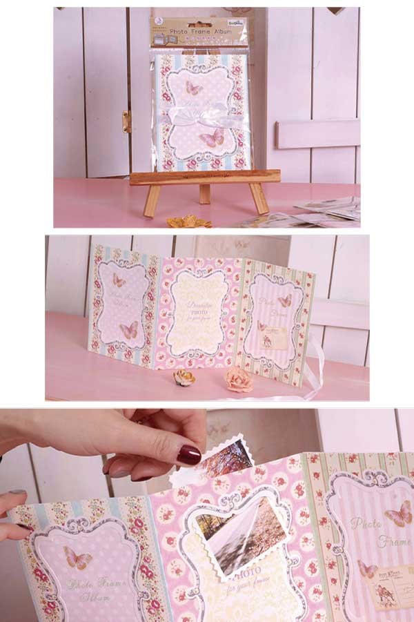 送料無料 紙製 アルバム ミニアルバム 写真立て ポストカード 花柄