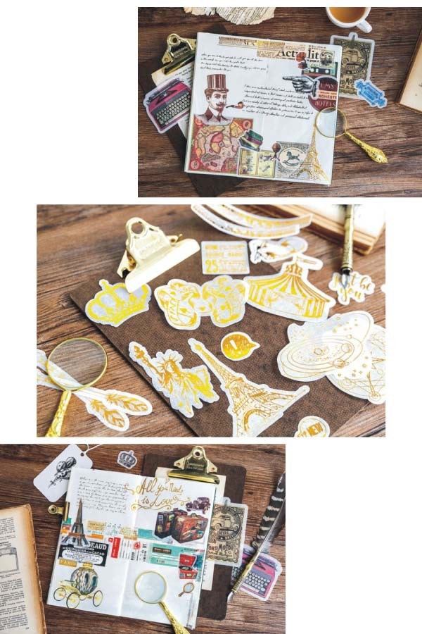 送料無料 アンティーク調 デコ ステッカー シールフレークシール