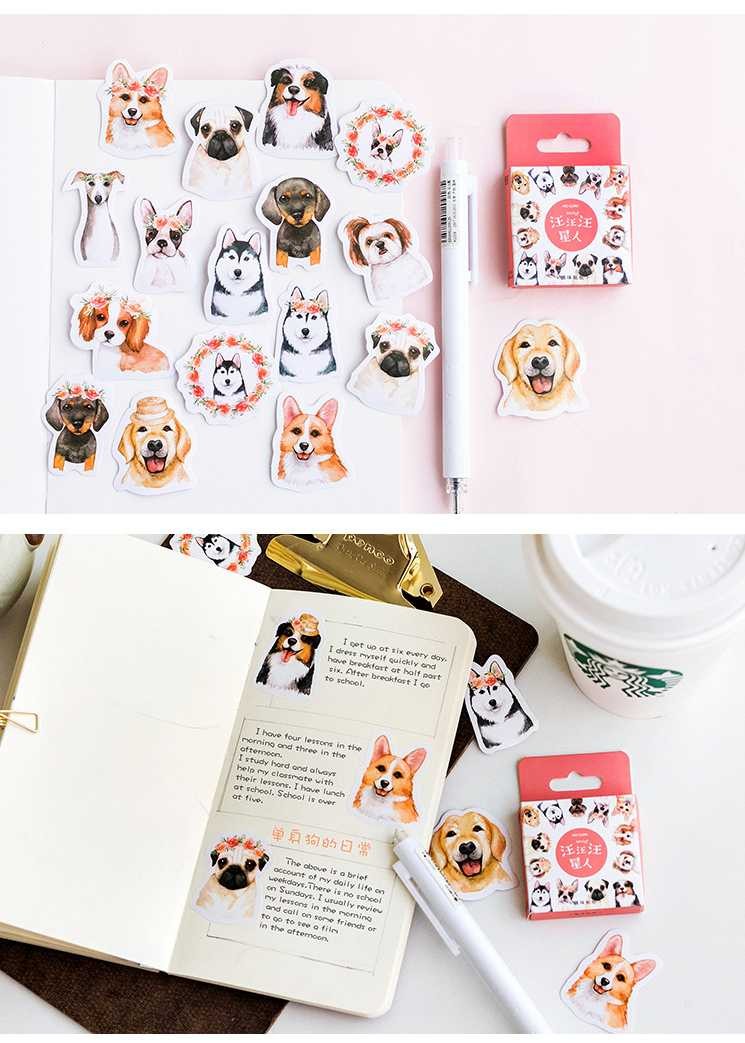 送料無料 犬 フレーク シール わんこ ステッカー コラージュ