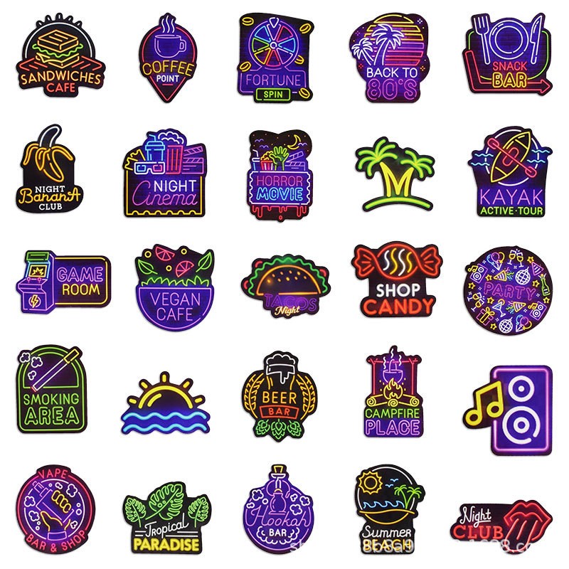 送料無料 ネオン フレークシール 防水 PVC ステッカー シール