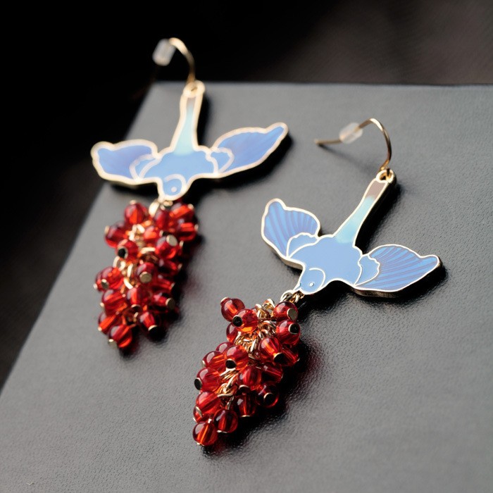 ゴールドメッキ 鳥型 フックピアス 鳥 雑貨/セキセイインコのピアス Twinkle Parakeet GOLD : 鳥グッズの