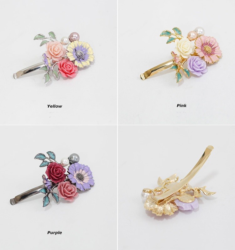 送料無料 ヘアクリップ フラワー メタル ヘアーアクセサリー パール 花