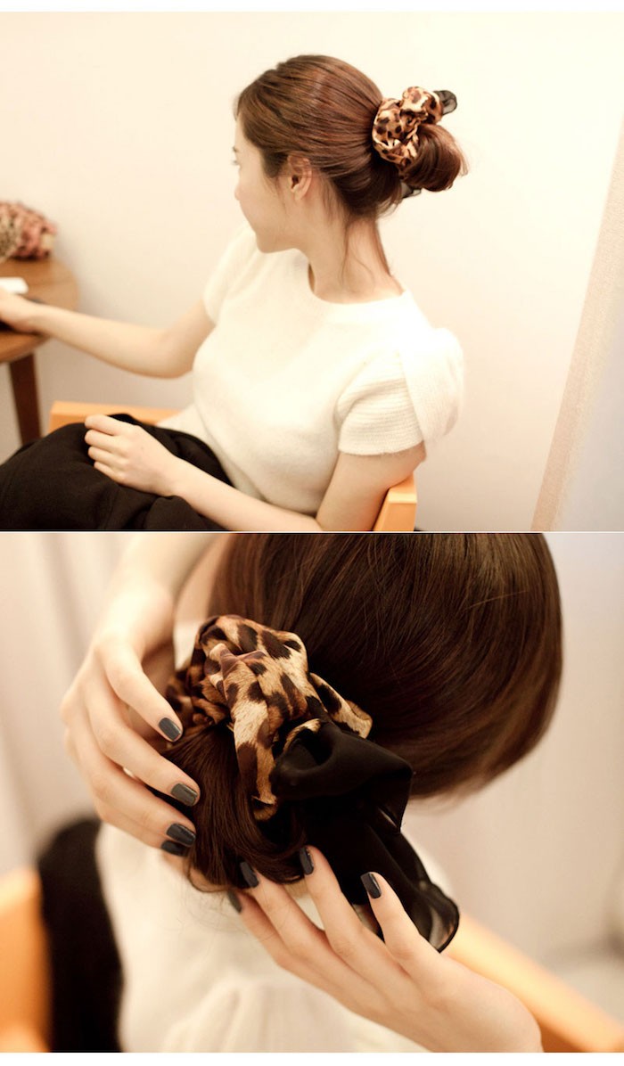 LUDLOW レオパード柄 シフォンリボンヘアゴム 0_fe9a759fc10427b8d6f01adbed0f