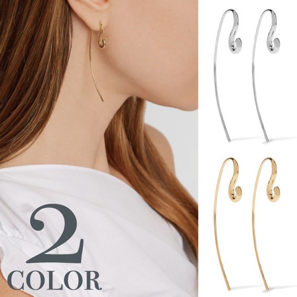 送料無料 3点以上50％オフ S字型 フック ピアス ワイヤー ワンポイント