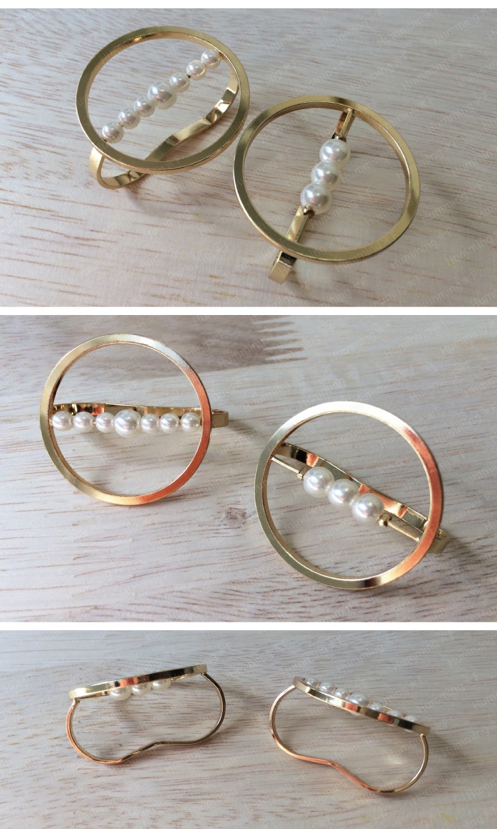 送料無料 パール サークル リング ダブルフィンガー ナックルリング