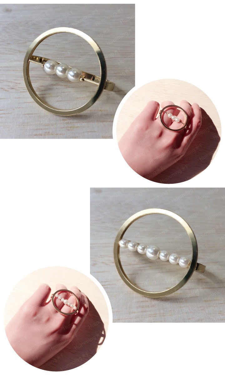 送料無料 パール サークル リング ダブルフィンガー ナックルリング