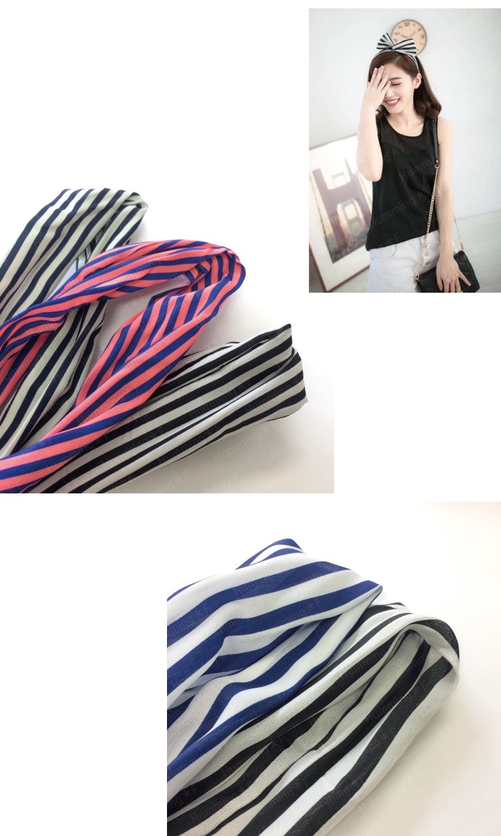 ストライプシフォン ワイヤー カチューシャ