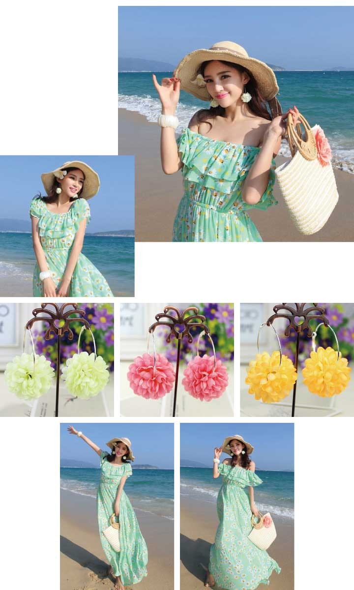 夏フェスの必須アイテム!造花付きフープピアス