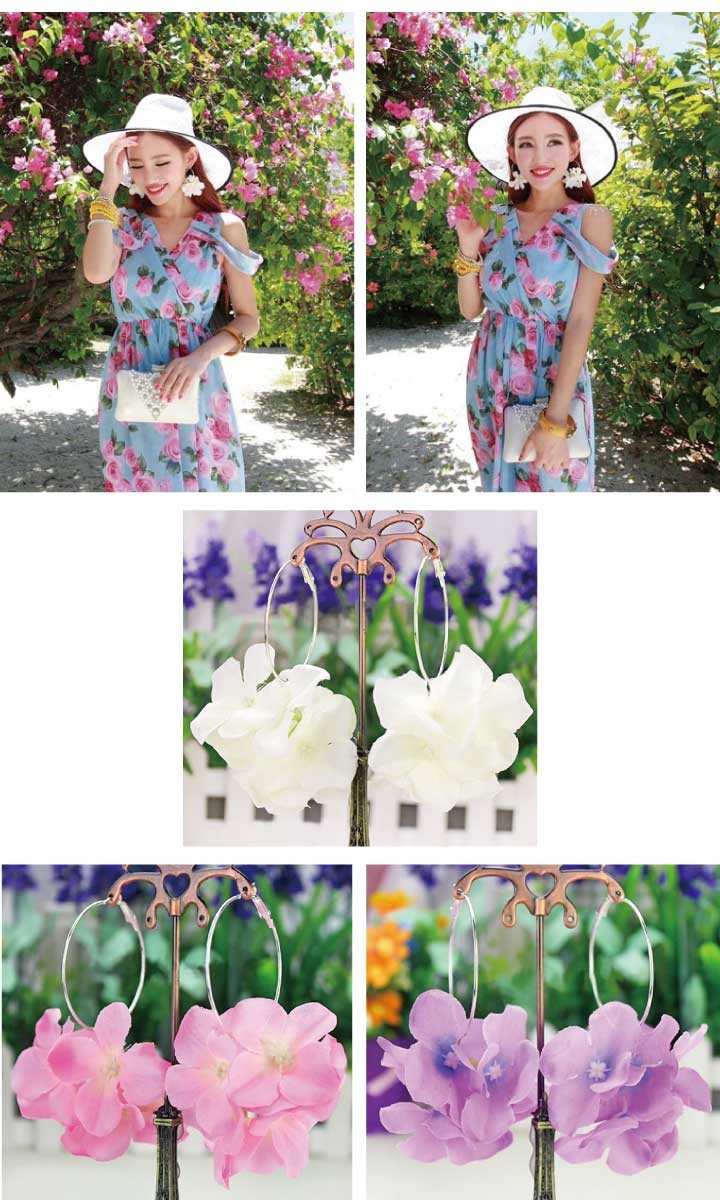 夏フェスの必須アイテム!造花小花付きフープピアス