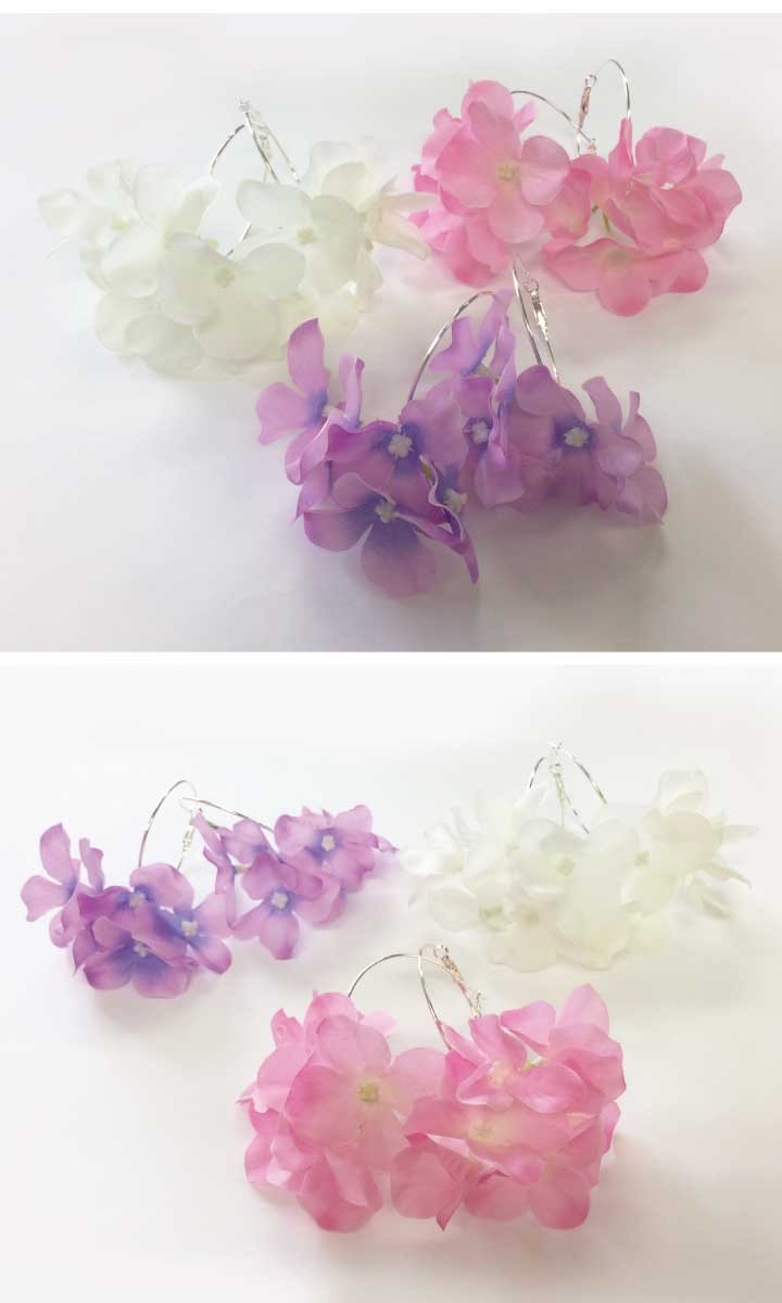 夏フェスの必須アイテム!造花小花付きフープピアス