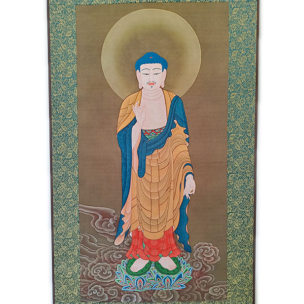 美品 掛け軸 紺紙 阿弥陀如来之図 年中掛け 縁起物 厄除け