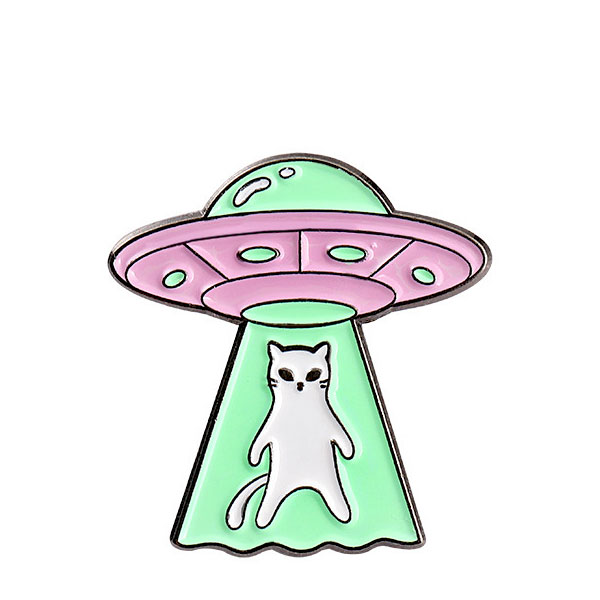 ピンバッジ ネコ UFO ピンブローチ 猫 アクセサリー ピンズ