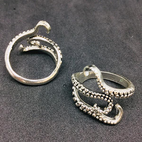 指輪 触手 フォーク リング シルバー 指環 C型 フリーサイズ