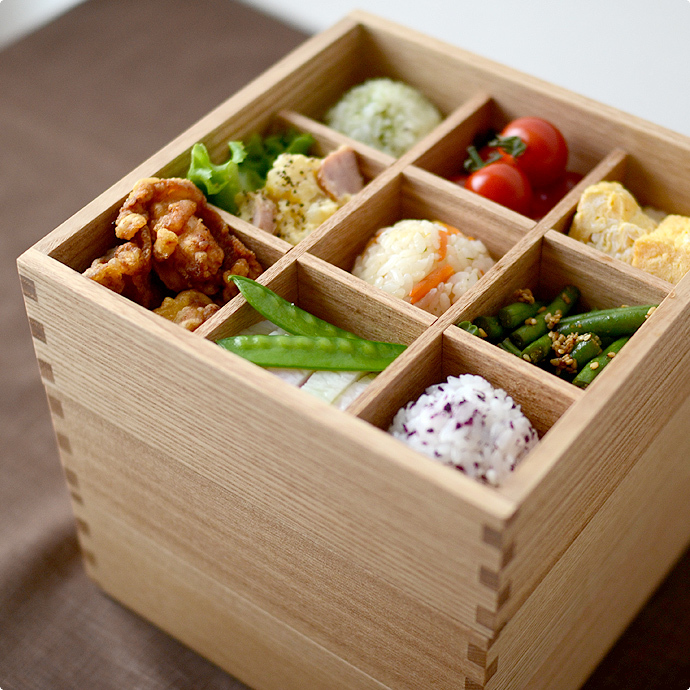 松屋漆器店 白木塗 タモ 6寸 重箱 ナチュラル おしゃれ シンプル 日本製 お重箱 弁当箱 花見/イメージ1