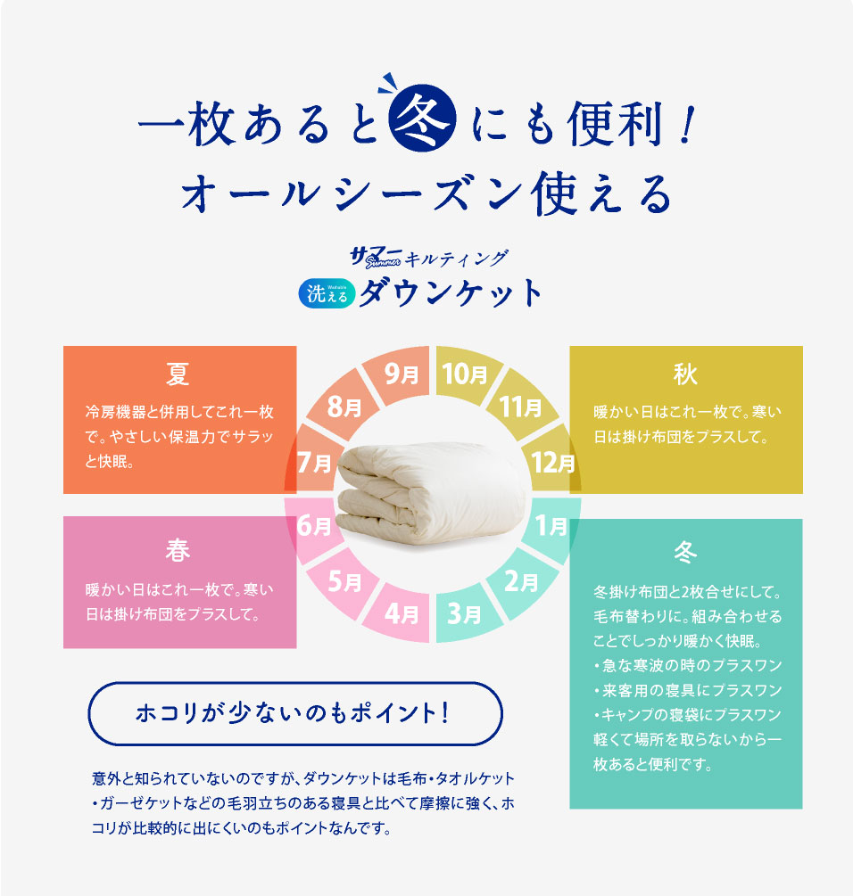 春秋にピッタリ厚手／ ダウンケット シングル 羽毛肌掛け布団 0.4kg