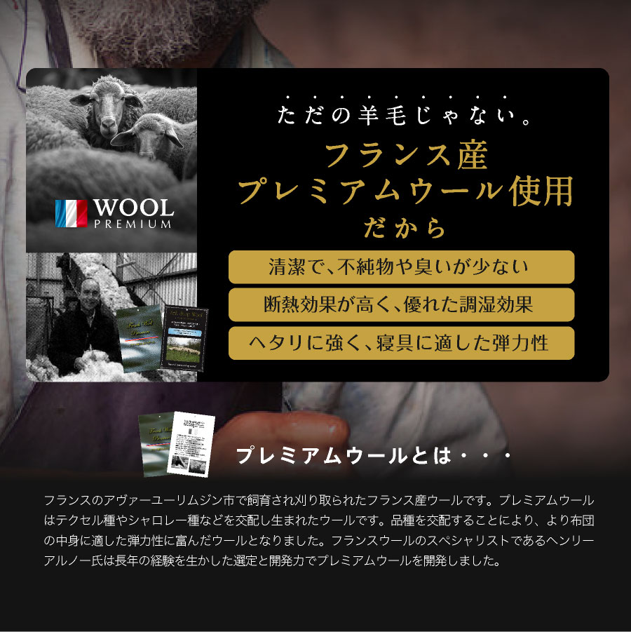 日本製 羊毛100% 超ボリューム 敷きパッド 洗える シングル国産 敷きパッド 羊毛 フランス産プレミアムウール 厚め ベッドパッド |  | 10