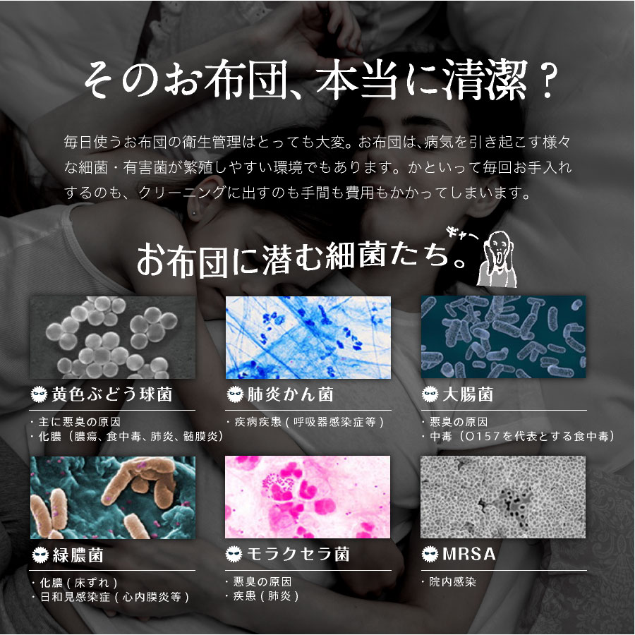 日本製 病院仕様 制菌敷き布団 殺菌 防ダニ ダブル ロング安全性バッチリ 子供用布団に アレルギーの方 在宅医療に 加齢臭 |  | 02