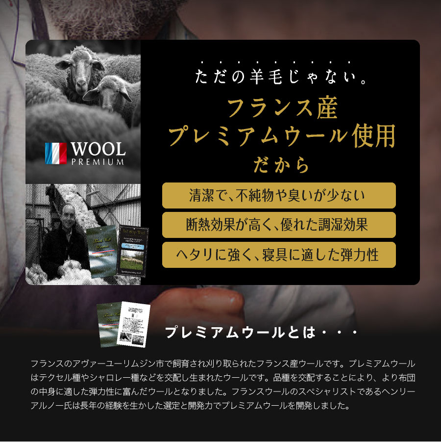 日本製 羊毛混布団３点セット セミダブル ロング 洗える 羊ちゃん国産 日本製 羊毛布団 セット 3点セット 羊毛 組布団 セミダブル |  | 08