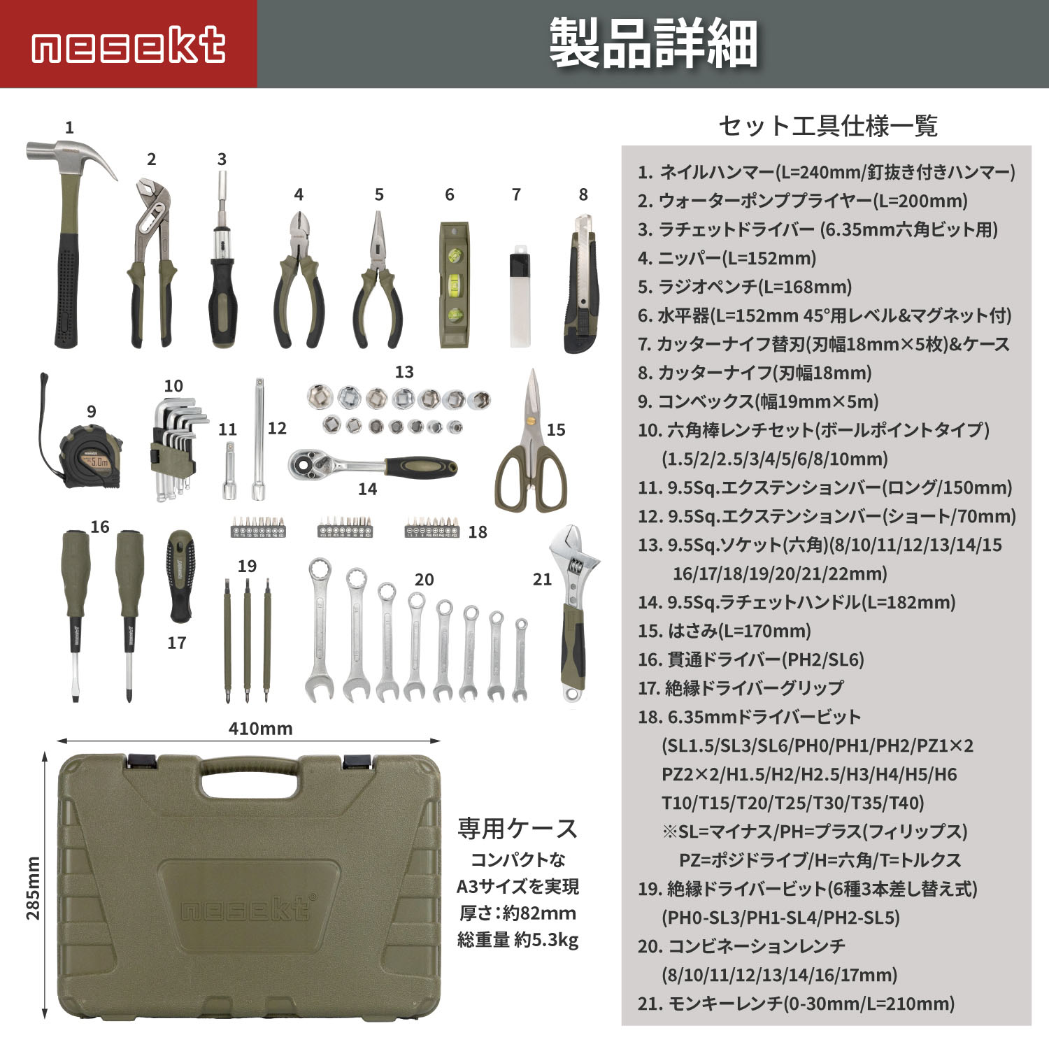 半額！！工具一式 工具セット エビちゃん EBI2010A | 工具セット | 商品情報 | 株式会社