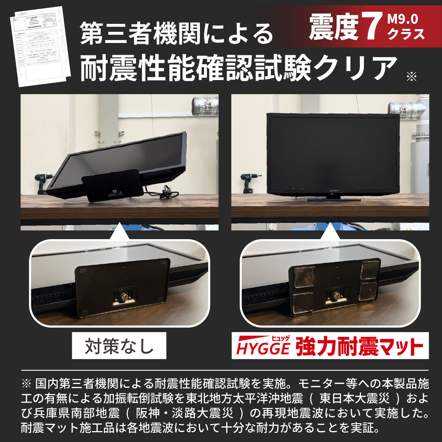 ネセクト]強力耐震マット 8枚入り 震度7クラスの地震対応 クリア 耐震