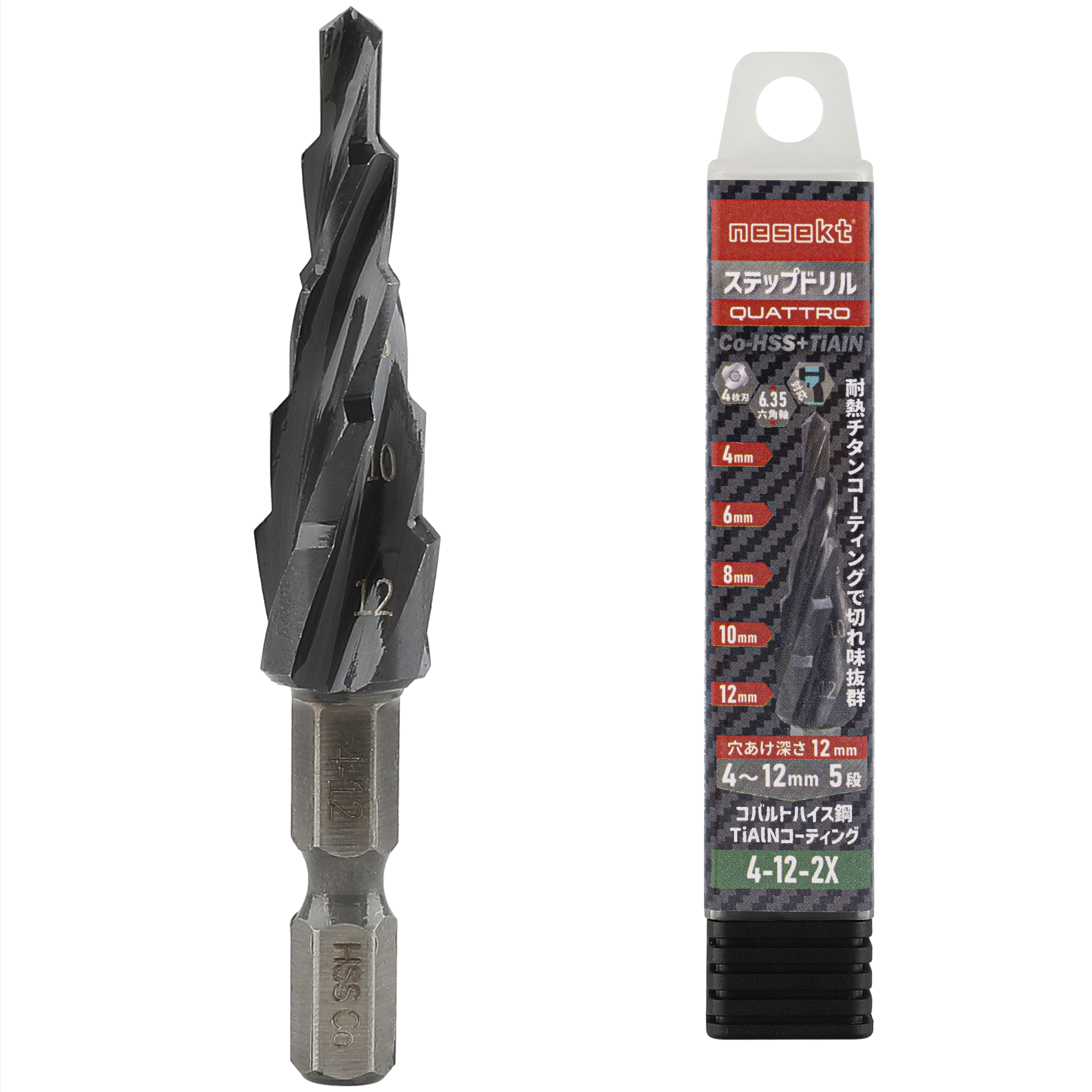 nesekt（ネセクト） ステップドリル 6.35mm六角軸 チタンコーティング