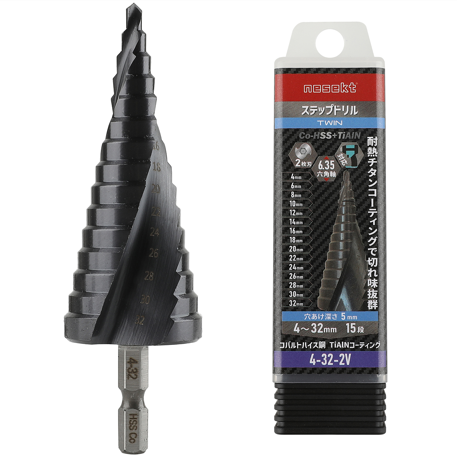 nesekt（ネセクト） ステップドリル 6.35mm六角軸 チタンコーティング