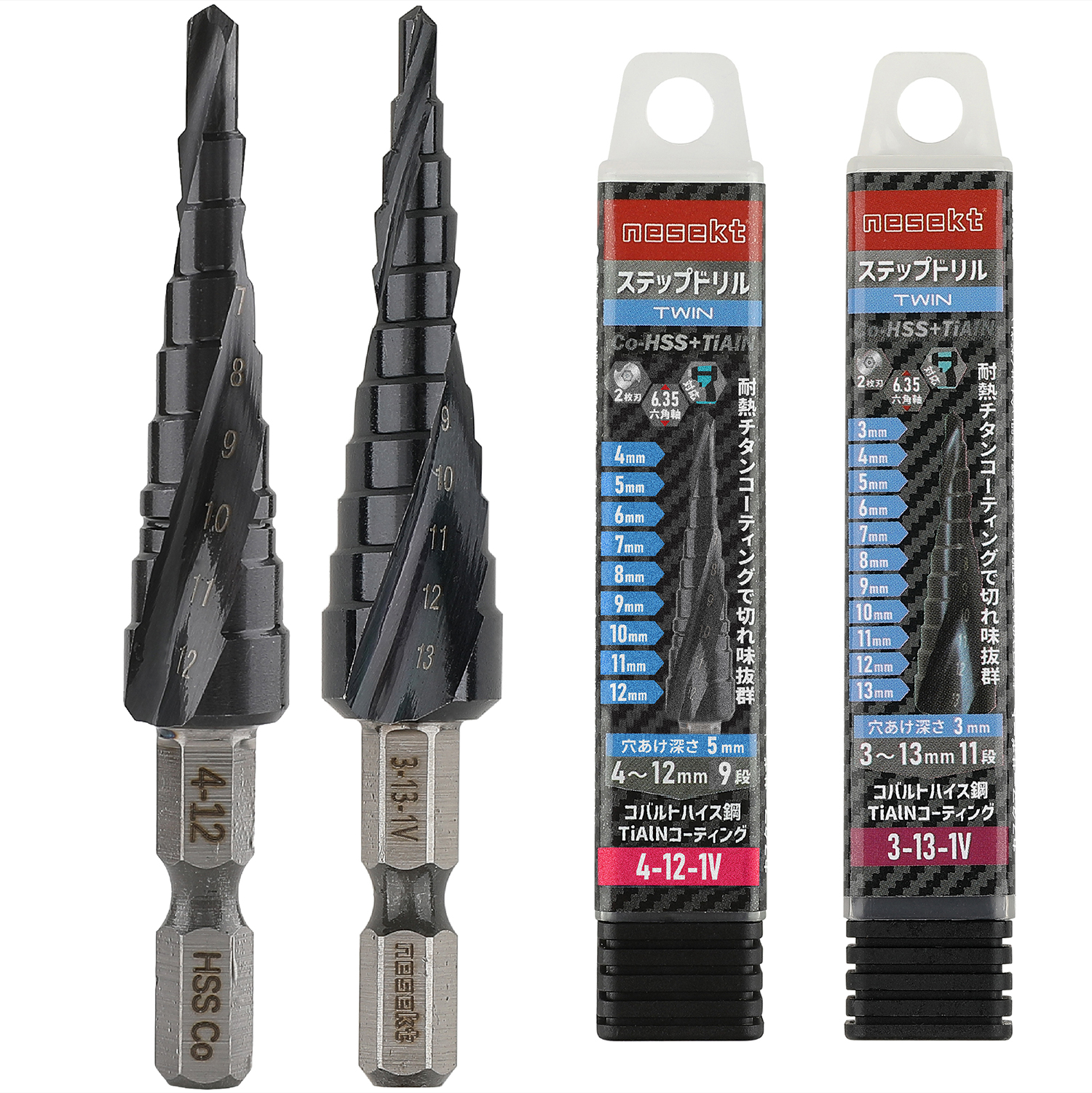 nesekt（ネセクト） ステップドリル 6.35mm六角軸 チタンコーティング