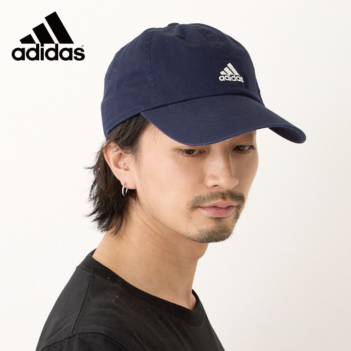 adidas 深め つば長 キャップ 綿100% つば8cm 無地 コットンツイル 57-60cm ...