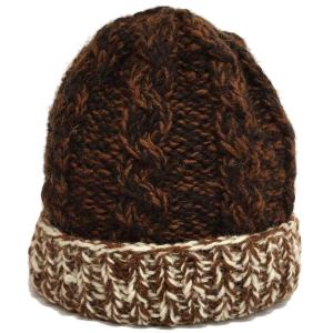 ニット帽 暖かウール えらべるポンポン＆ワッチ ざっくりアラン編み ネパール製 am-knit-00...