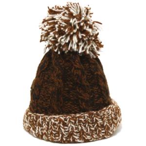 ニット帽 暖かウール えらべるポンポン＆ワッチ ざっくりアラン編み ネパール製 am-knit-00...