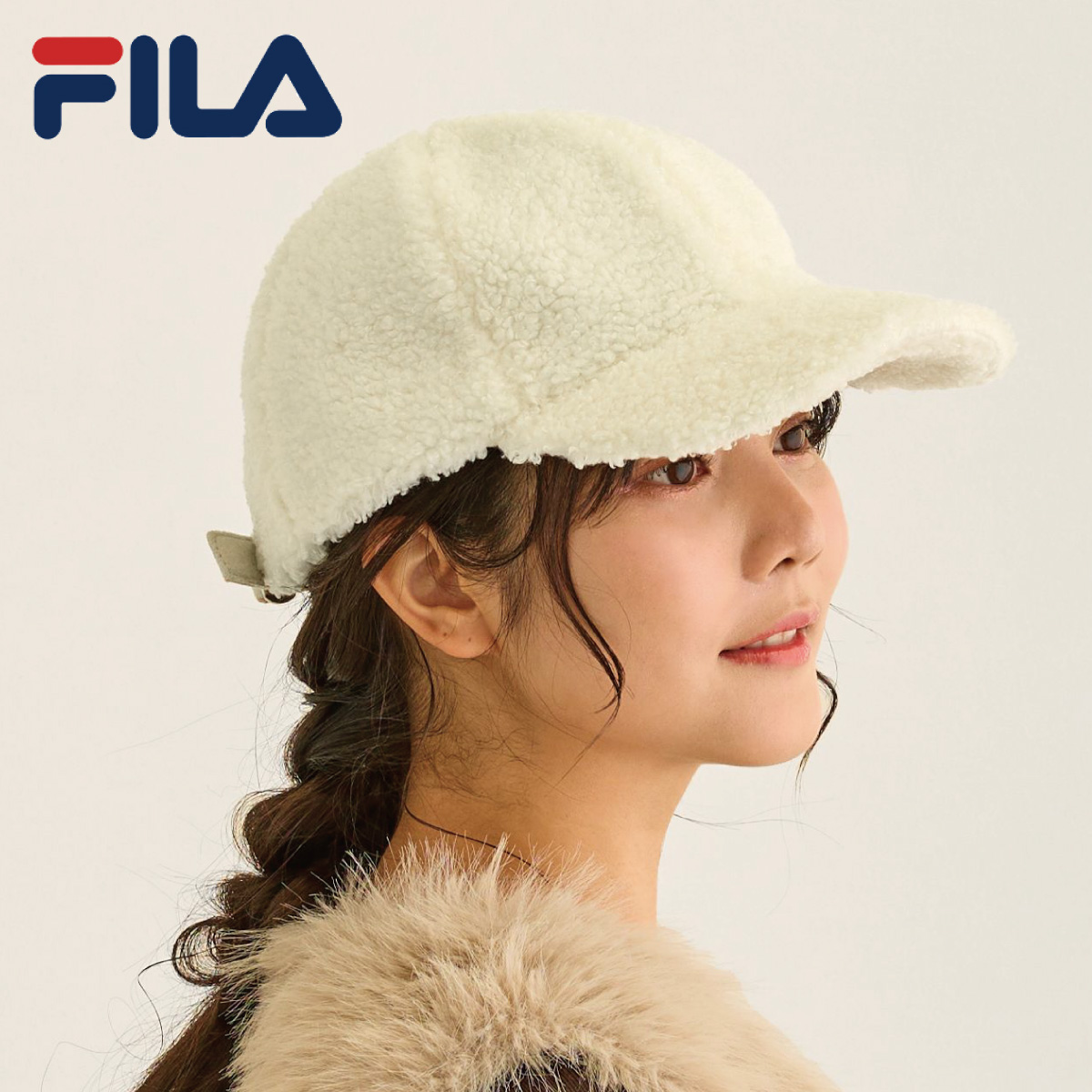 FILA（フィラ） ボア キャップ もこもこ 洗える サイドロゴ 秋冬 つば