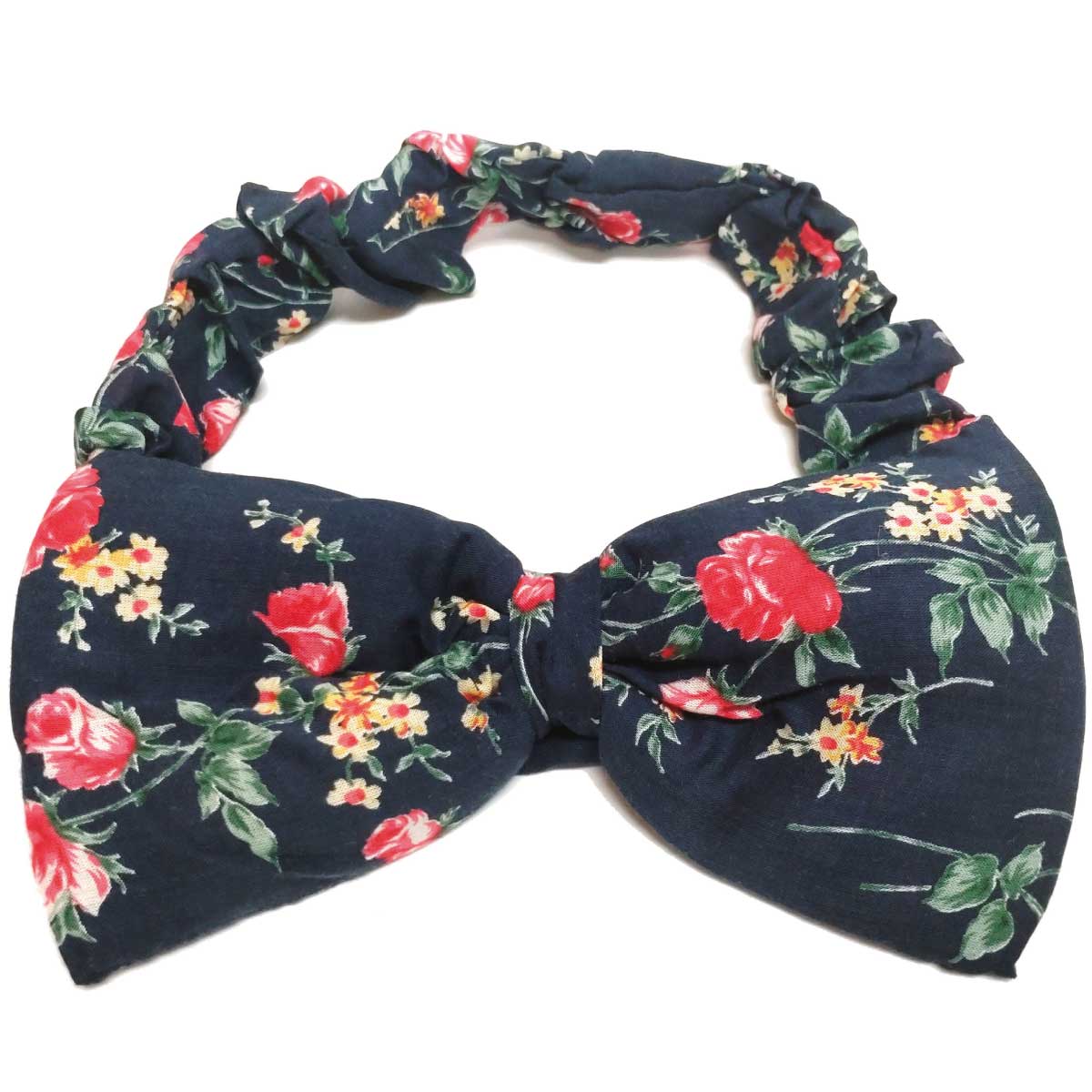 BIGリボン 花柄 ヘアバンド 可愛い レディース 伸びる お花 ローズ