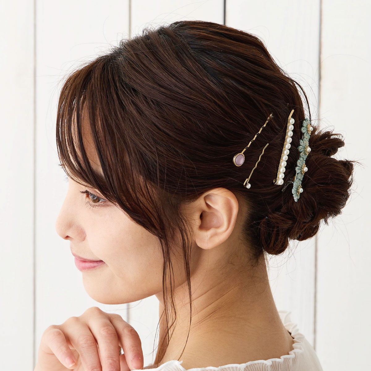 4本セット お花 ヘアクリップ 可愛い 輝きヘアピン 簡単 髪飾り ha-482