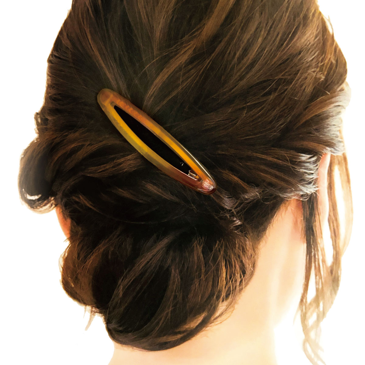 大きめ ヘアクリップ スリーピン オーバル型 グラデーション