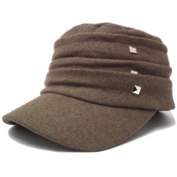 クーポンで20%OFF キャスケット 帽子 レディース スタッズ×ギャザー