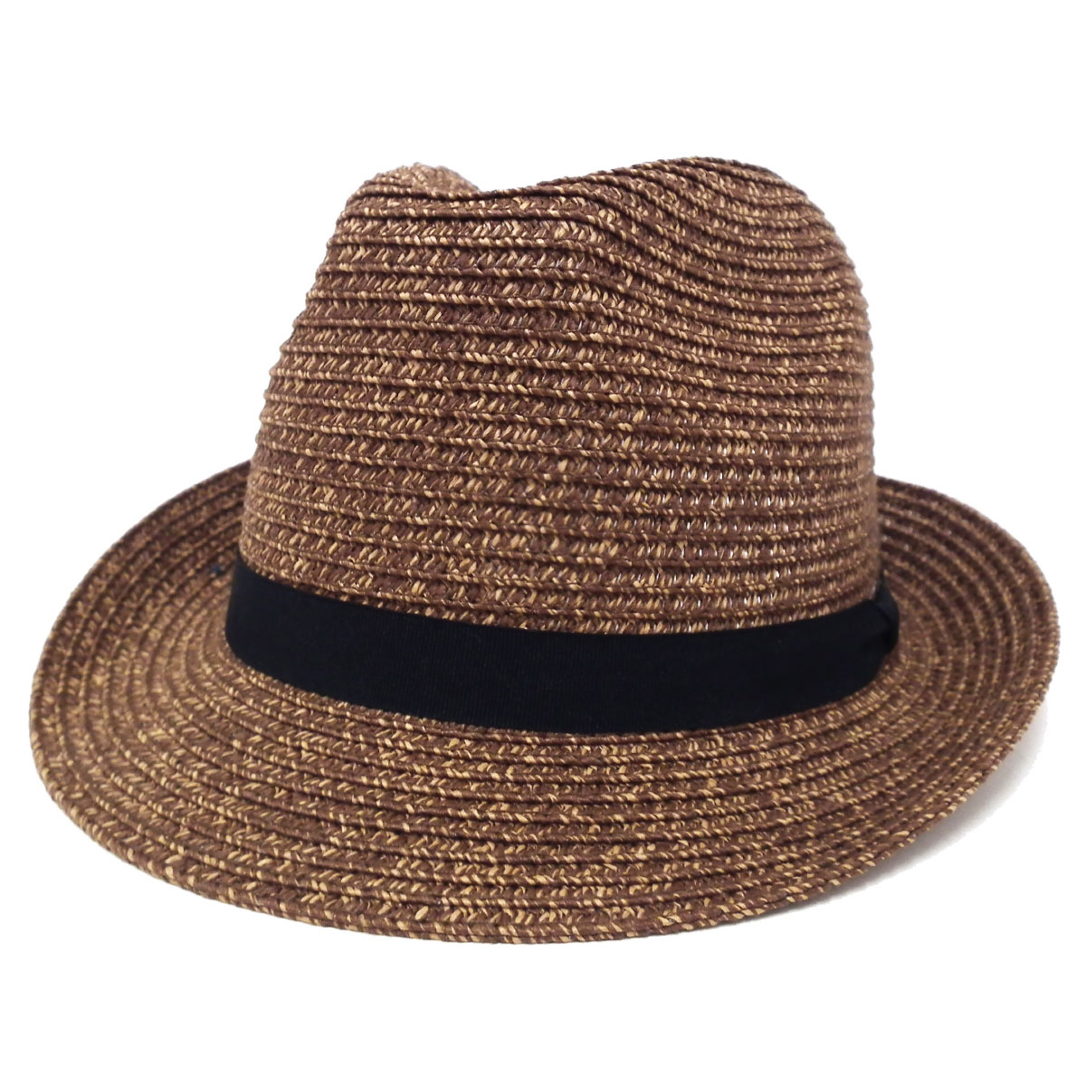 中折れハット たためる 帽子 58cm 形状記憶 涼しい ブレード編み 無地