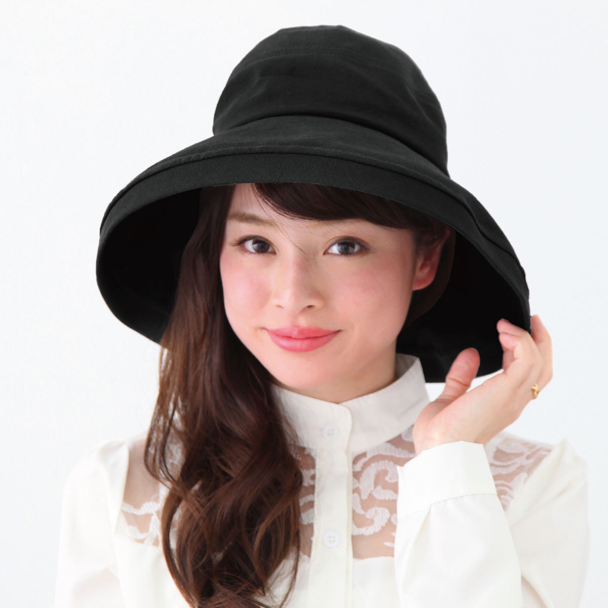 花器　帽子 カワイイ CAWAII シンプルにも花柄にも。表裏使える2wayつば広