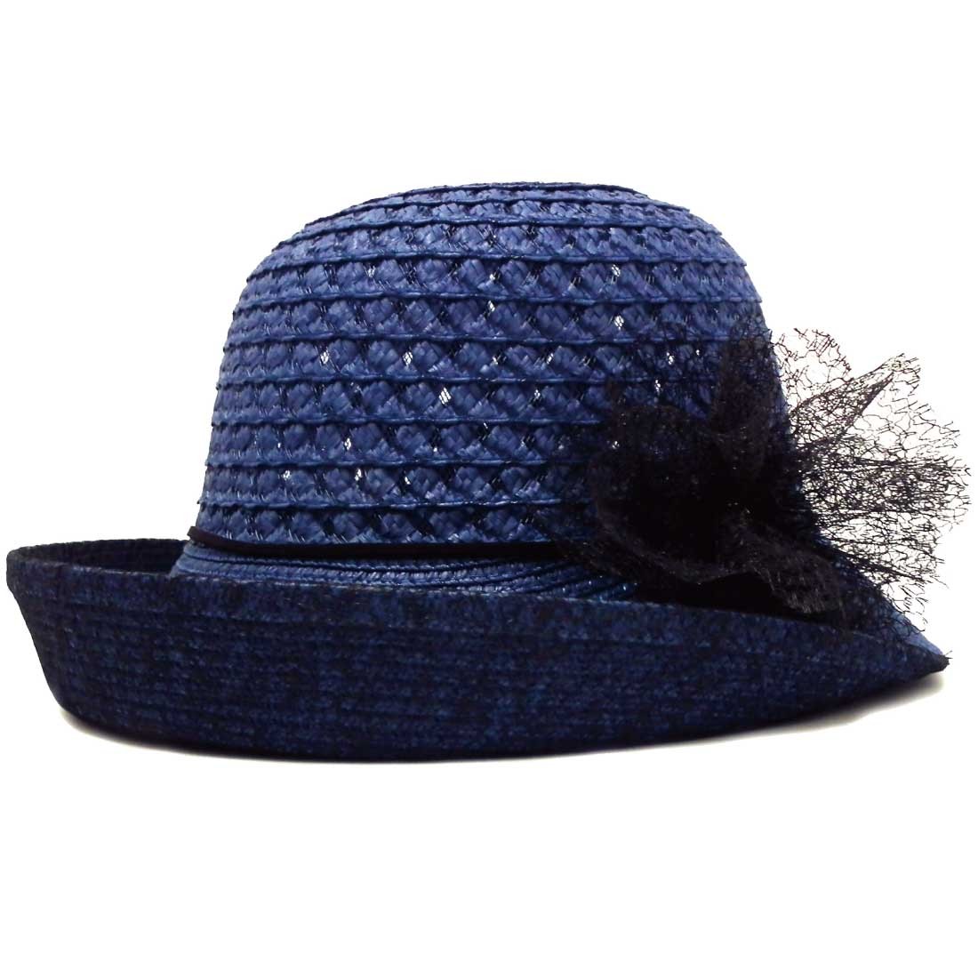クーポンで20％OFF ハット レディース UV ブルトン風 コサージュ付 美シルエット レースMIX hat-1361 春夏 ボーラーハット 帽子｜hy-link｜04