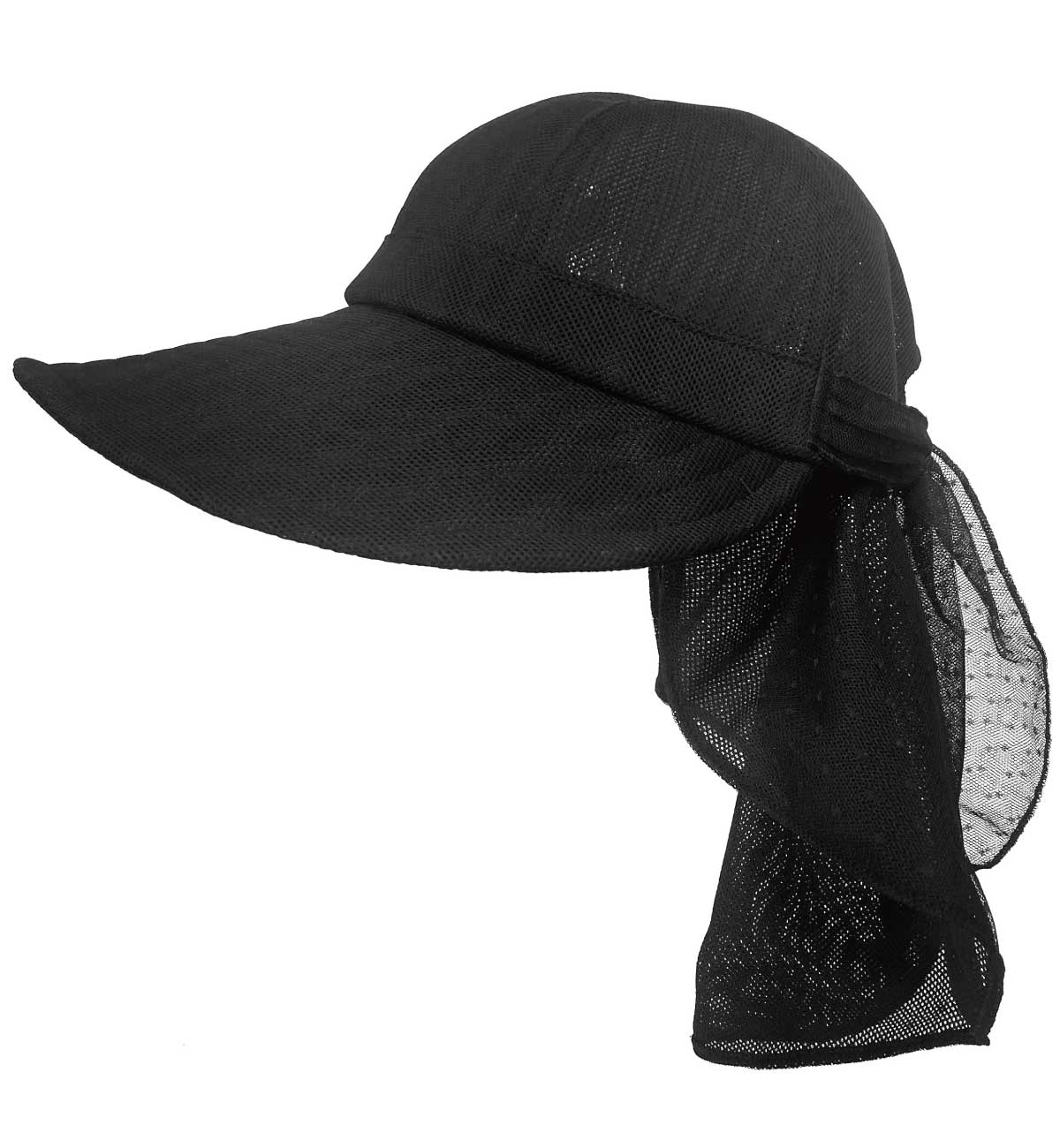 UV 帽子 メッシュつば広ハット 風飛ば〜ぬ 蒸れない ネックガード 紐つき 56-58cm 後ろリボン hat-1405 レディース 春夏 暑さ対策