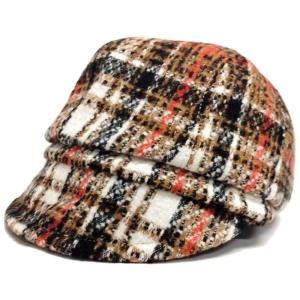 秋冬 キャップ 帽子 レディース キャスケット ツイード タータンチェック柄 hat-1438