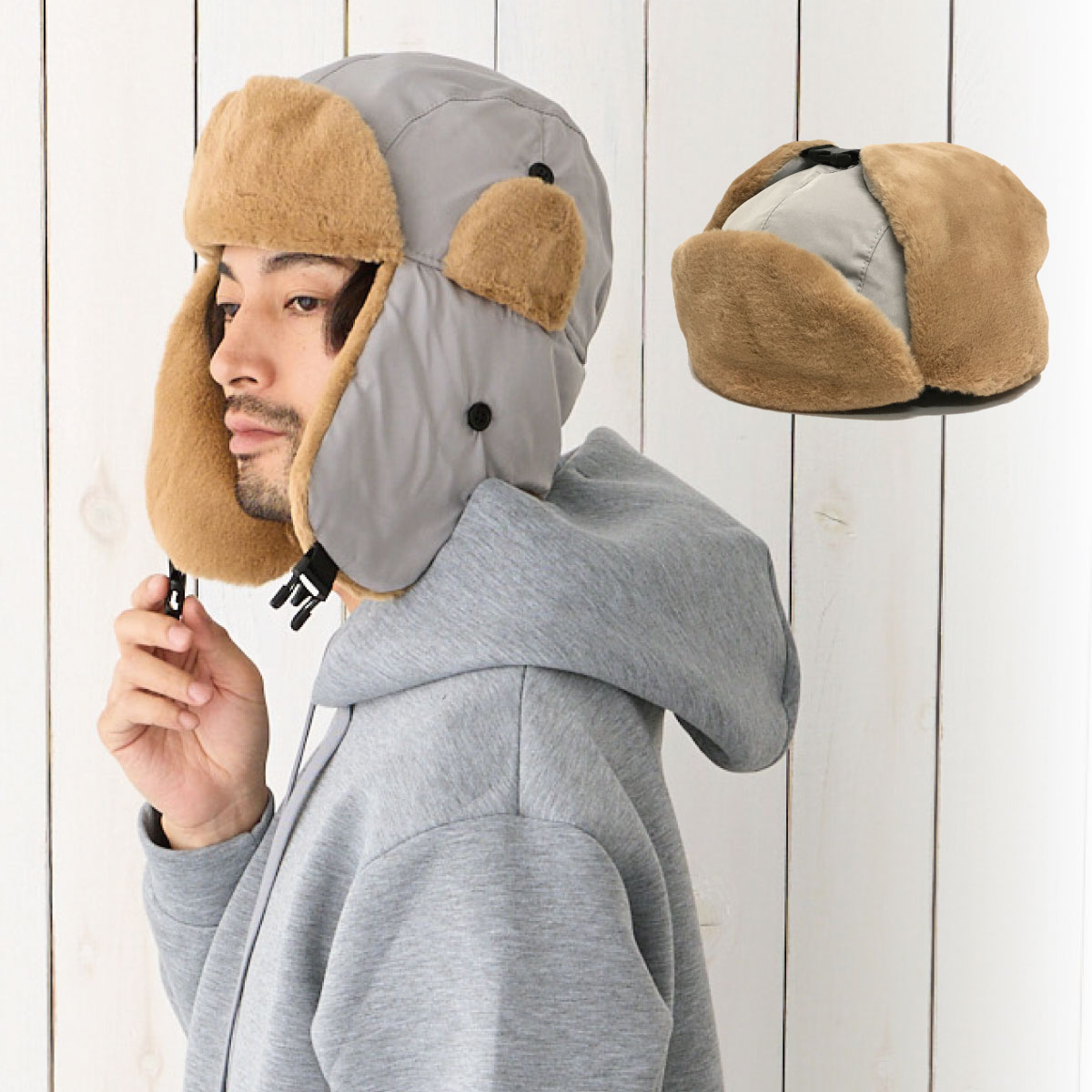 フライトキャップ 耳あて メンズ 秋冬 帽子 大きい 60cm 2way