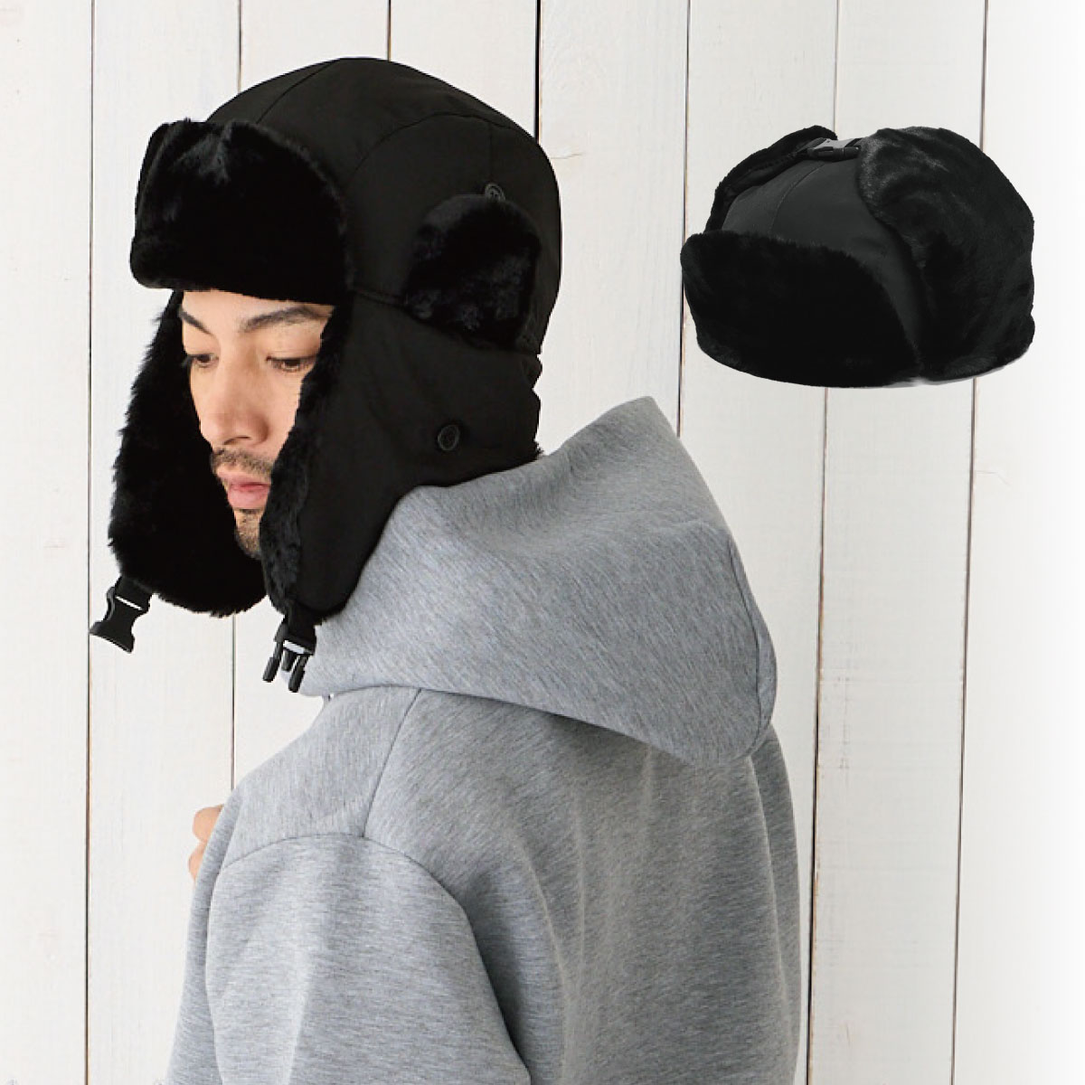 フライトキャップ 耳あて メンズ 秋冬 帽子 大きい 60cm 2way