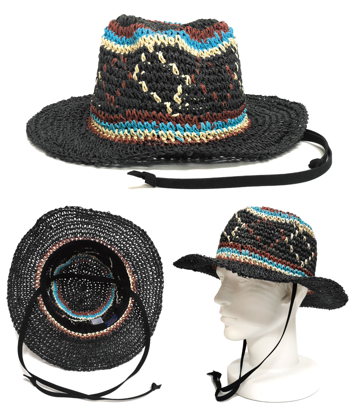 リゾート風 テンガロンハット 帽子 涼しい ペーパー素材 エスニック