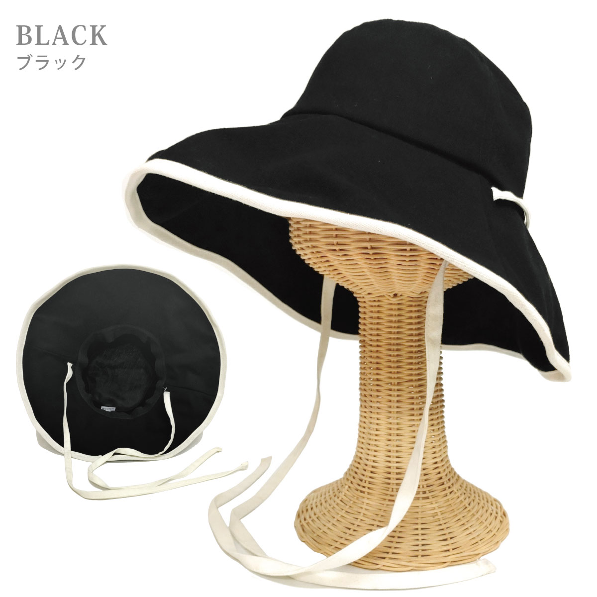 美品♬ブラック♬バケットハット 帽子 夏物 レディース hat-1529-02.jpg