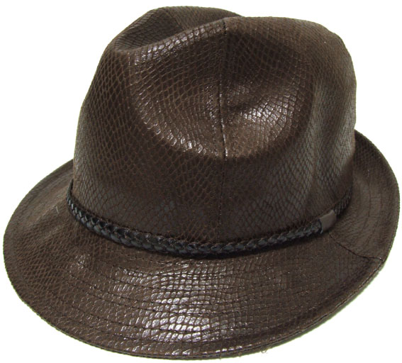 レザー調 中折れハット ヘビ柄デザイン 57cm メンズ 秋冬 ハット 大人