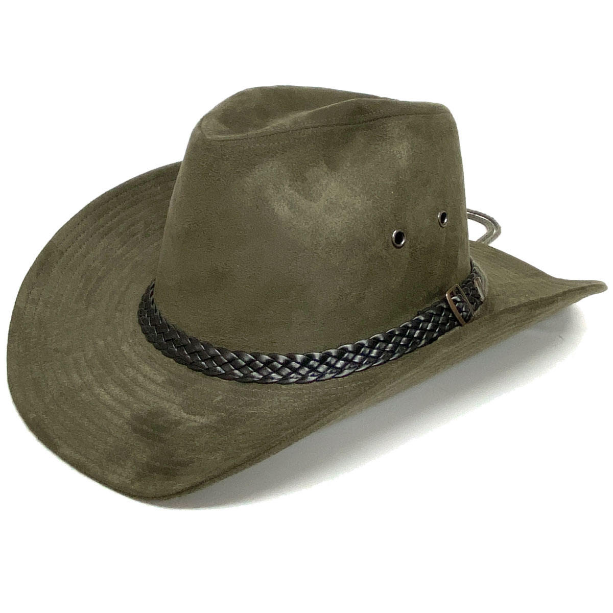 カウボーイハット メンズ 帽子 秋冬 ウエスタンハット スエード調 太め編みベルト hat-938 ワイルド 格好いい