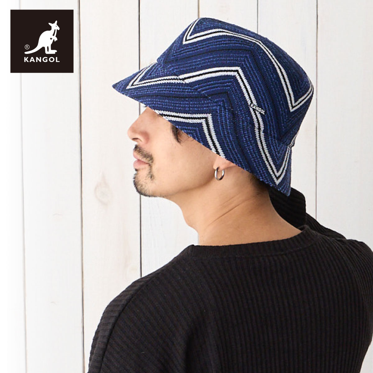 KANGOL 帽子 レトロ バケットハット ストライプ柄 サイズが