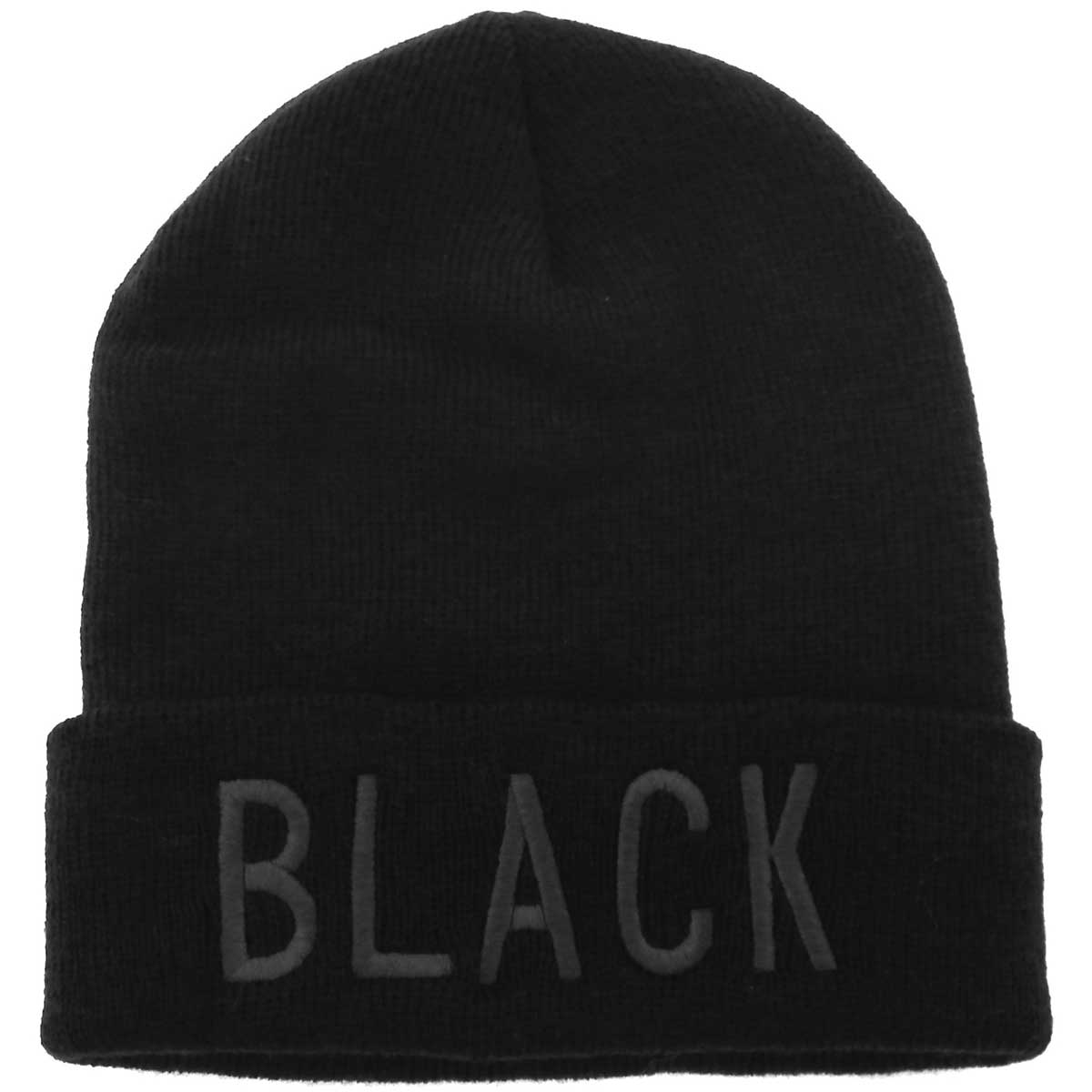 黒 ニットビーニー ロゴ付き ニット帽 BLACK ロゴニット 帽子 メンズ レディース 秋冬 ニット
