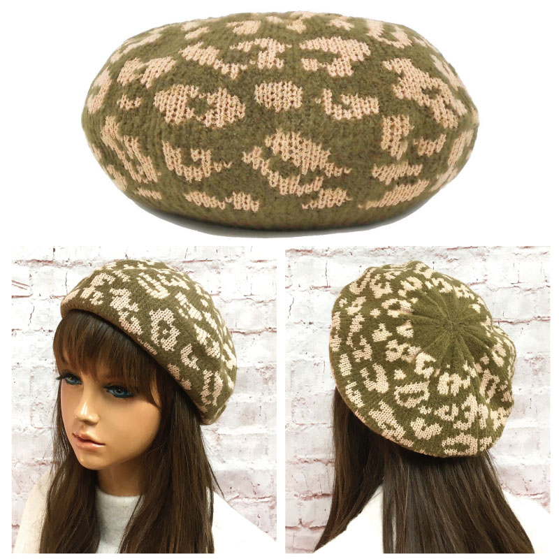 ベレー帽 レディース 秋冬 帽子 レオパード柄 ふわふわ裏ボア 暖かい