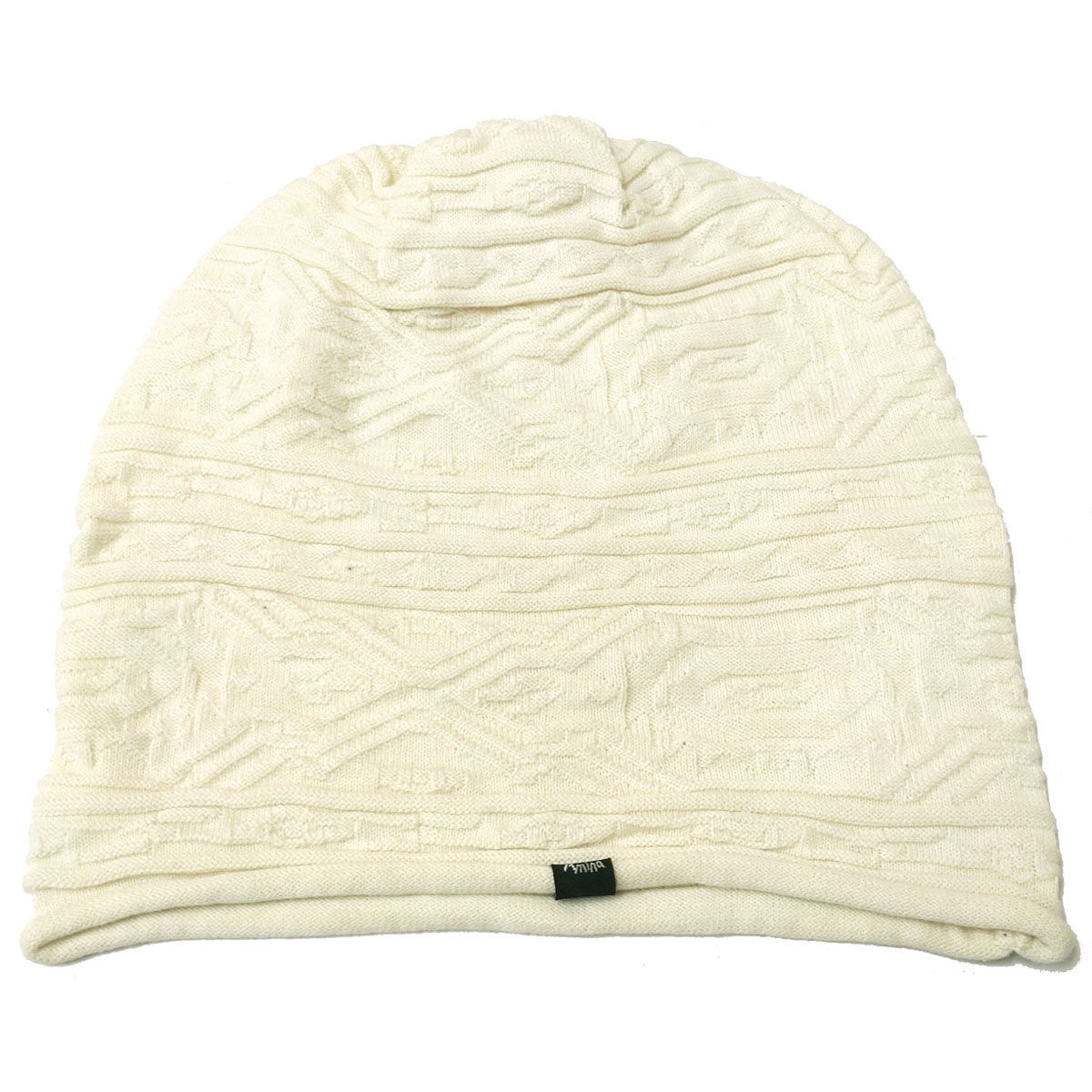 綿100％ ニットワッチ ゆったり 大きいサイズ コットン エスニック柄 凸凹編み knit-163...